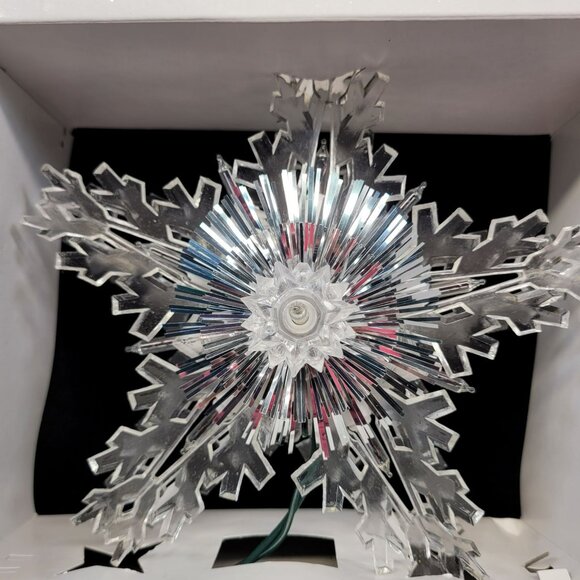 Christmas Tree Snowflake‎ Tree Top Trim A Home Lighted Clear Vtg - Picture 7 of 11